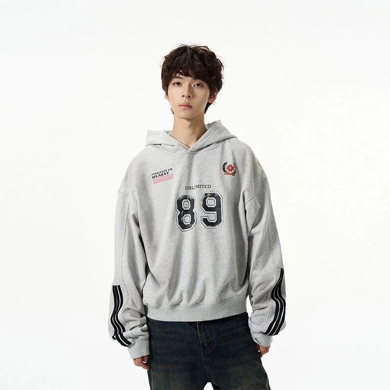 Hoodie for keeping warm during winter sports -Smudged Number Print Hoodie