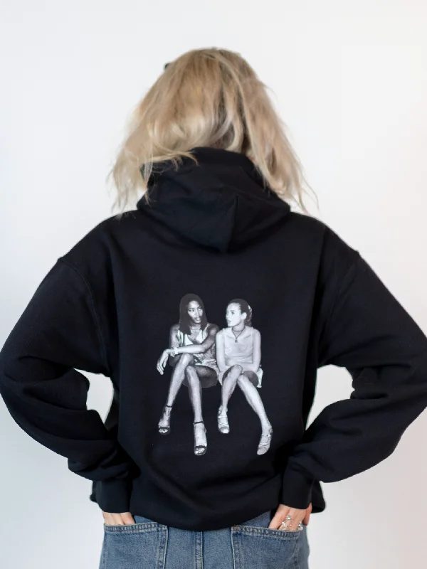 Comfortable hoodie with a relaxed neckline for comfort -SUPERMODELS HOODIE (rygprint) - SORT