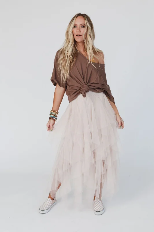 Skirts with beaded accents for a luxurious touch -Boho Ballerina Skirt - Nude