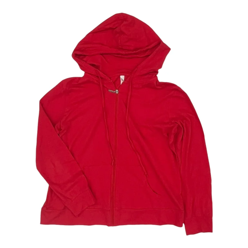 Cozy sweatshirt with crew neckline for a casual look -Athletic Sweatshirt Hoodie By Clothes Mentor In Red, Size:L