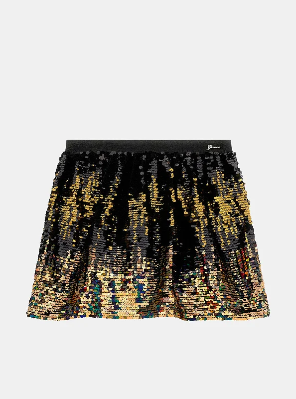 Skirts for summer fashion essentials -Black Sequins Midi Skirt