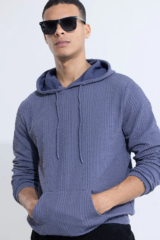 Warm hoodie for a cold day of hiking -Liney Blue Hoodie