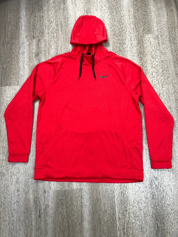 Warm sweatshirt for layering in winter -Athletic Sweatshirt Hoodie By Nike Apparel In Red, Size: Xl