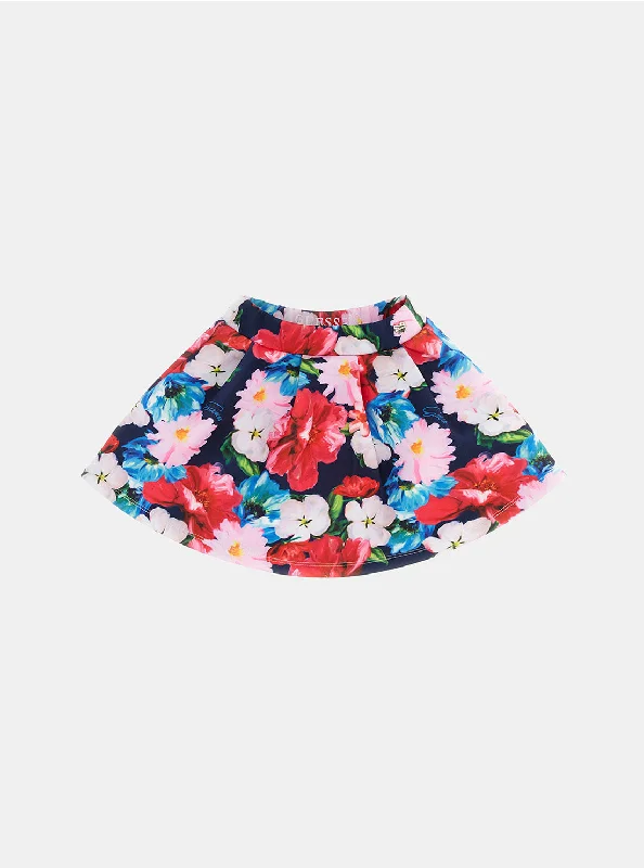 Skirts with bold embroidery for unique flair -Floral Stretch Scuba Midi Skirt (2-7)