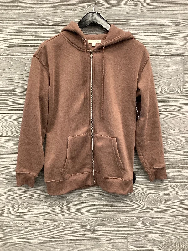 Casual sweatshirt for lounging at home -Sweatshirt Hoodie By Ultra Flirt In Brown, Size: S