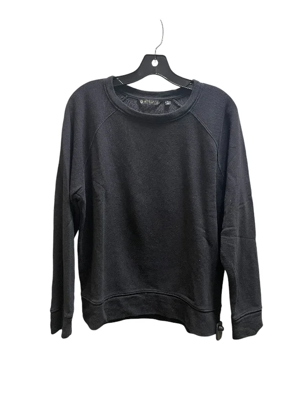 Trendy sweatshirt with sleek design -Athletic Sweatshirt Crewneck By Athleta In Black, Size: L