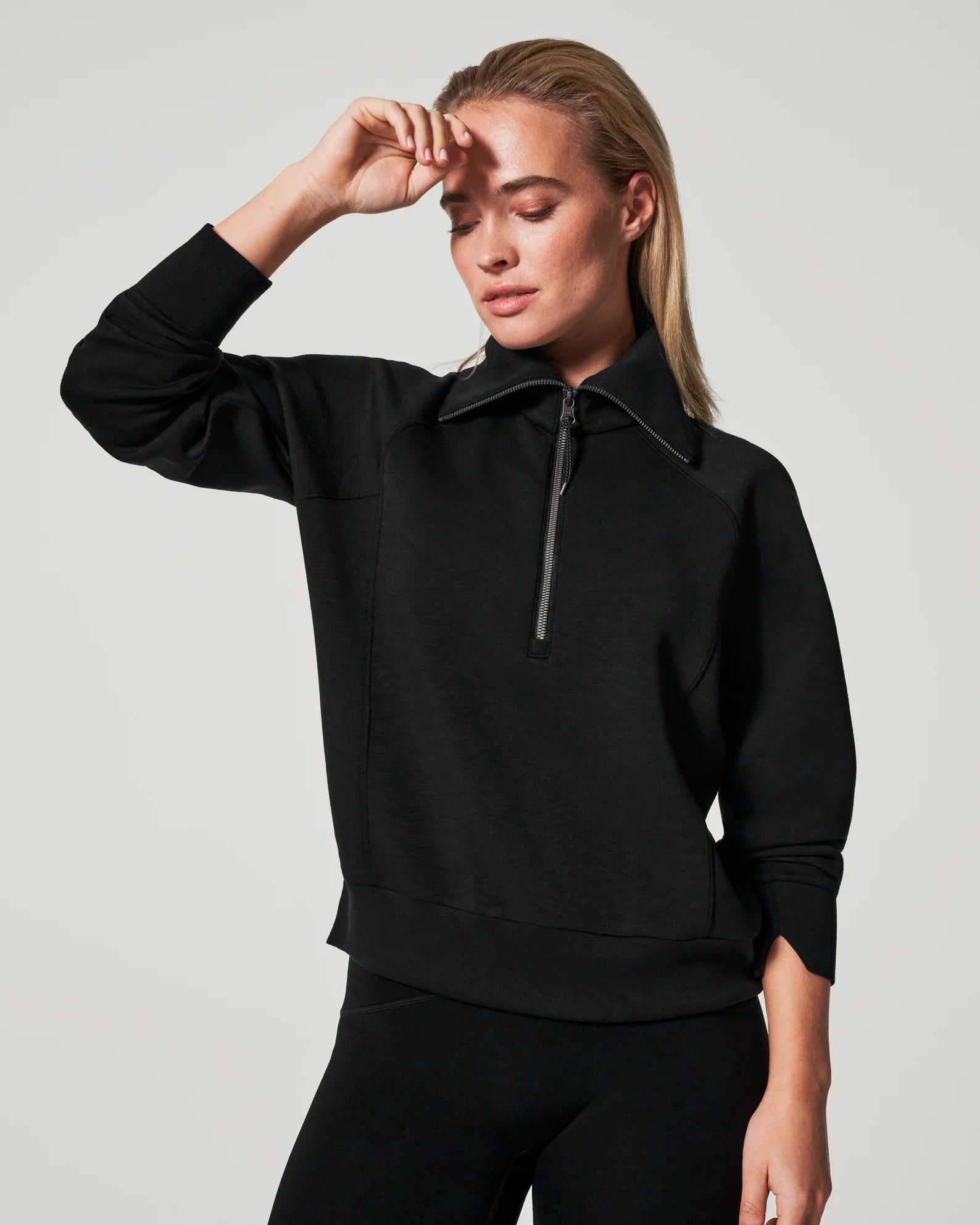 Fashionable hoodie for everyday fashion -Spanx Airessentials Half Zip | Black