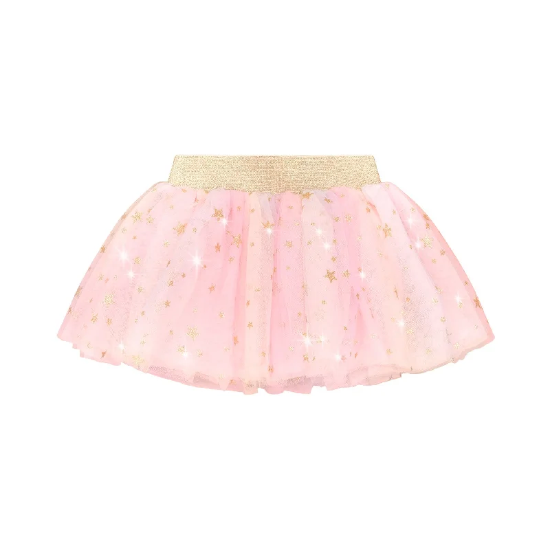 Skirts for cozy fall outfits -Huxbaby Starry Rainbow Tulle Skirt - Rainbow