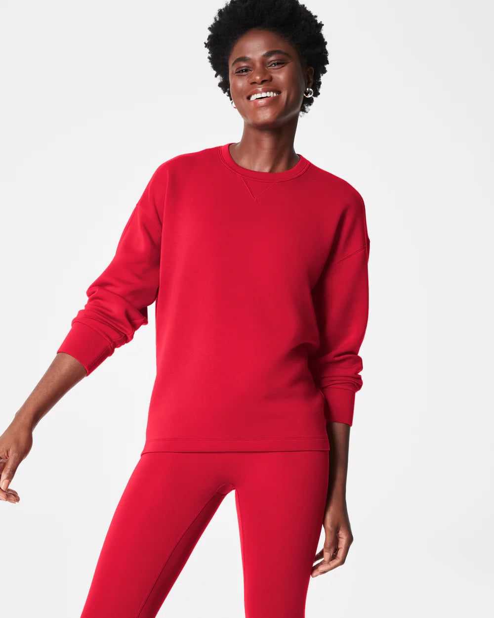 Classic hoodie with a simple and clean design -Spanx Airessentials Long Crew | Red