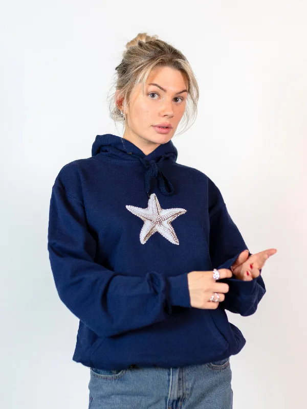 Comfortable hoodie for layering over dresses -STARFISH HOODIE - NAVY