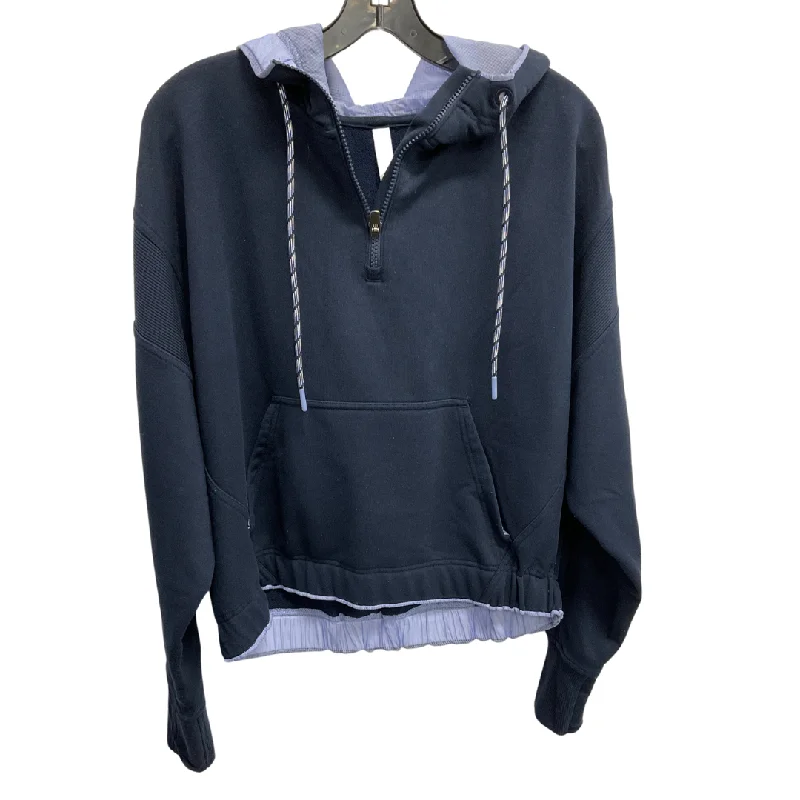 Comfortable sweatshirt with a simple design -Athletic Sweatshirt Hoodie By Athleta In Navy, Size: S