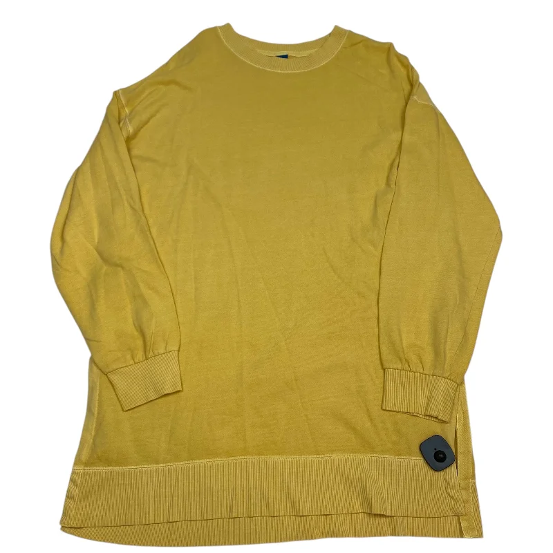 Comfortable sweatshirt with bold logo -Sweatshirt Crewneck By Old Navy In Yellow, Size: L