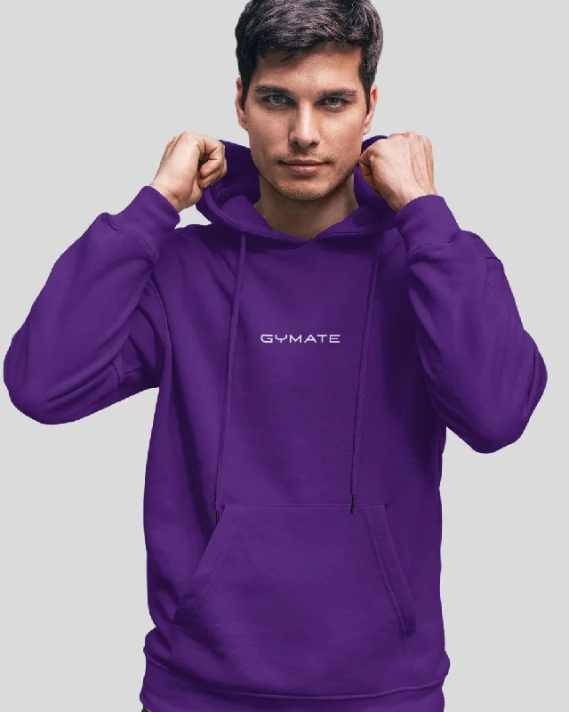 Cozy hoodie for winter getaways -Mens Purple Hoodies Designer Gymate Original small logo [ctr]