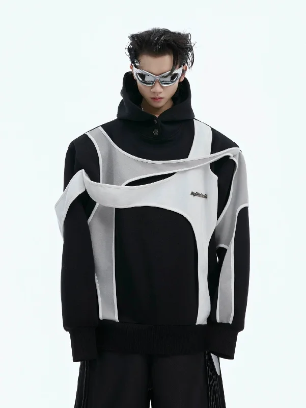 Classic hoodie with a minimalist design -Structured & Contrast Spliced Hoodie