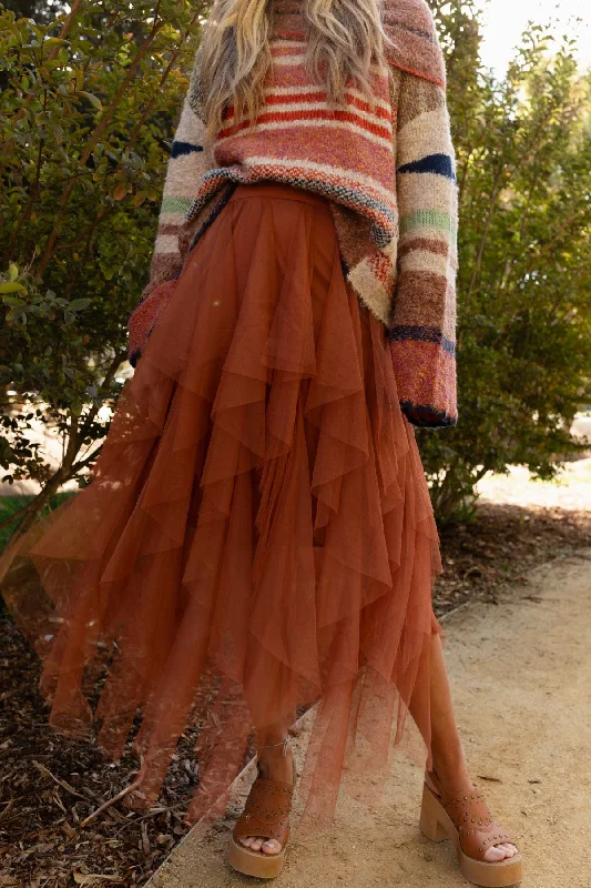 Skirts with tie-front for a flattering shape -Boho Ballerina Skirt - Camel