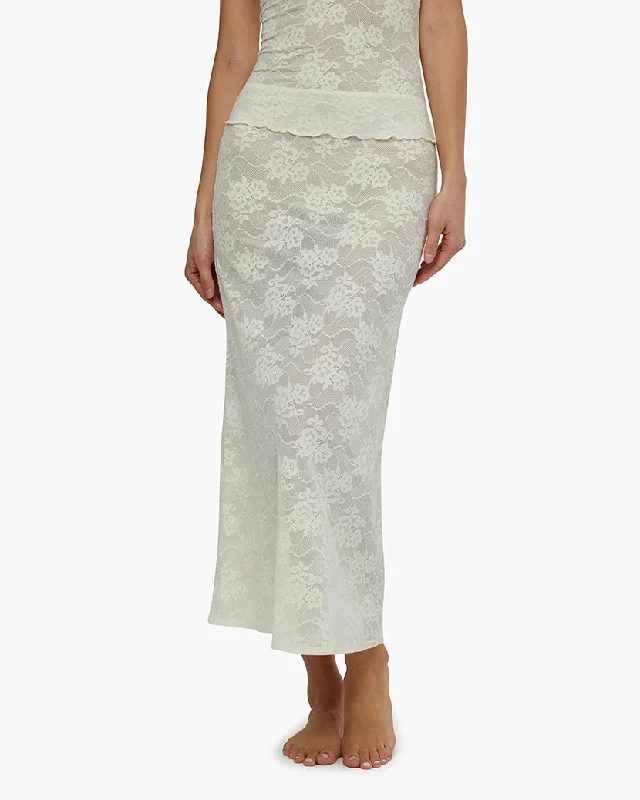 Skirts for cool evening events -Lace Midi Skirt