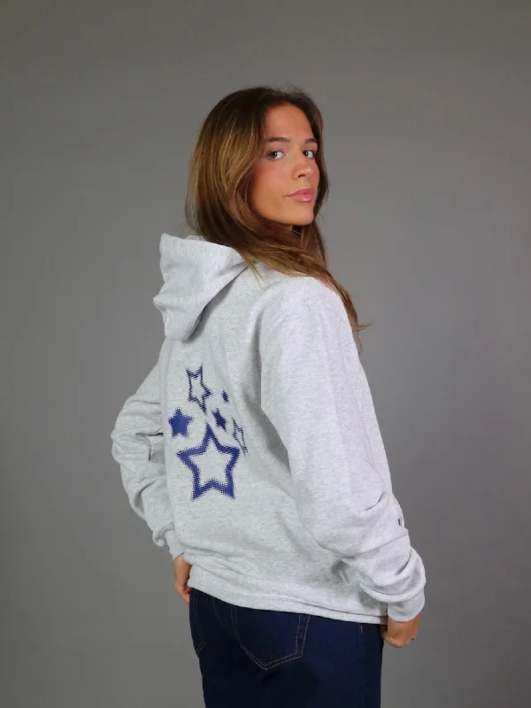 Comfortable hoodie for cold-weather workouts -PIXEL STARS HOODIE (rygprint) - GRÅ