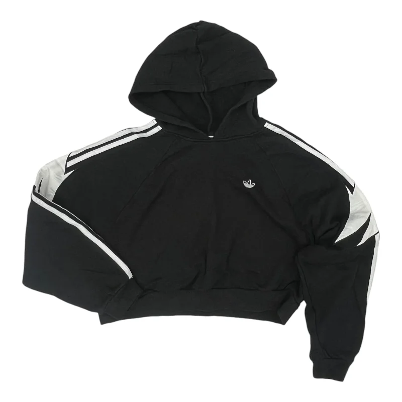 Comfortable sweatshirt with simple chic style -Athletic Sweatshirt Hoodie By Adidas In Black, Size:M