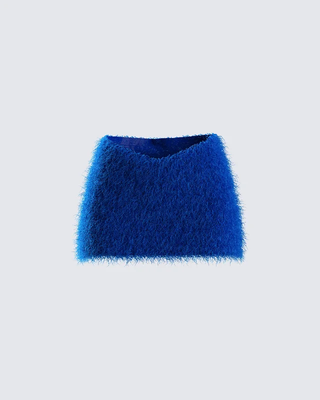 Skirts for a casual yet chic vibe -Sierra Blue Fuzzy Skirt