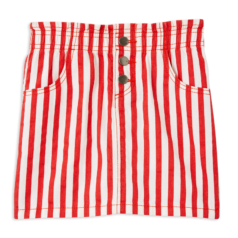 Skirts with a wrap silhouette for modern appeal -Milky Red Stripe Skirt