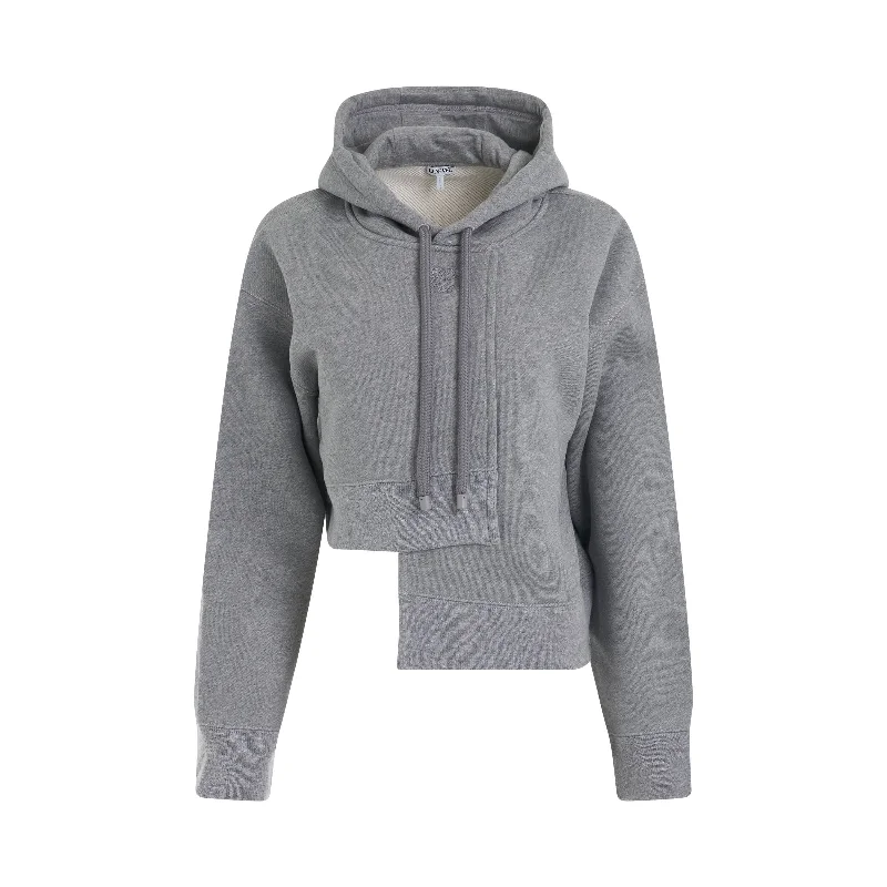 Classic hoodie with a timeless design -Asymmetric Hoodie in Lead Grey