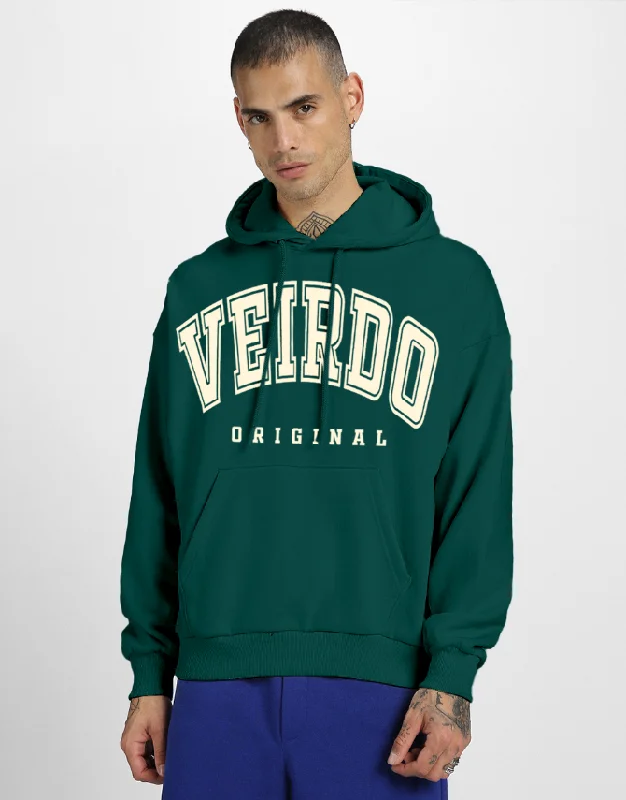 Classic hoodie for the perfect everyday look -Veirdo Original Green Front Graphic Printed Hoodie