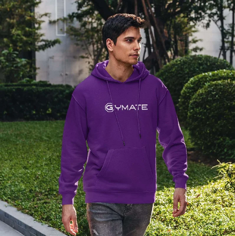 Stylish hoodie for effortless weekend looks -Mens Purple Hoodies Designer Gymate large logo [ctr]