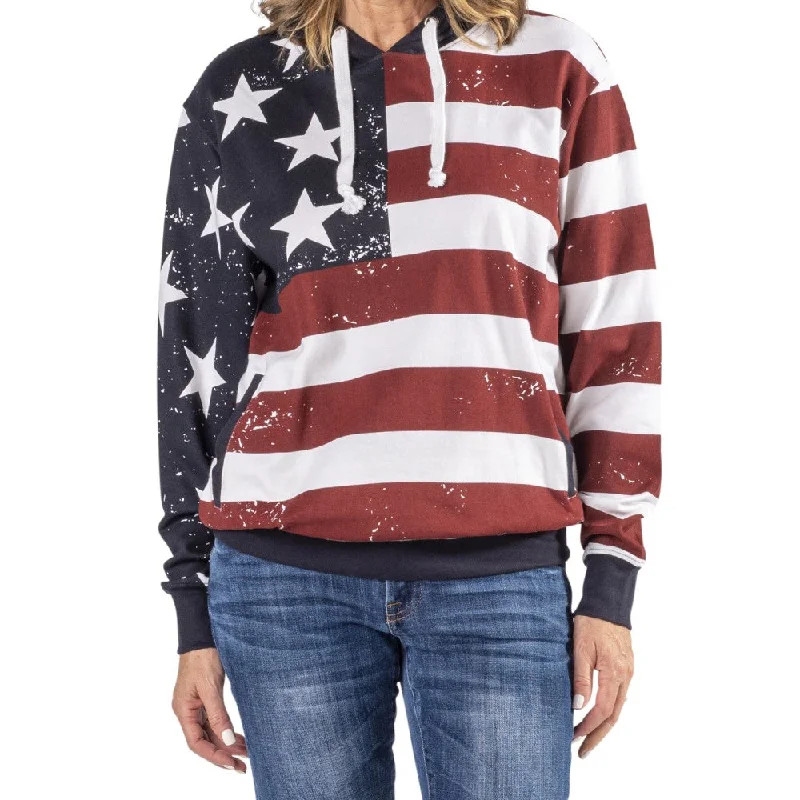 Classic hoodie with neutral colors for versatile outfits -Unisex Vintage American Flag Hoodie Sweatshirt