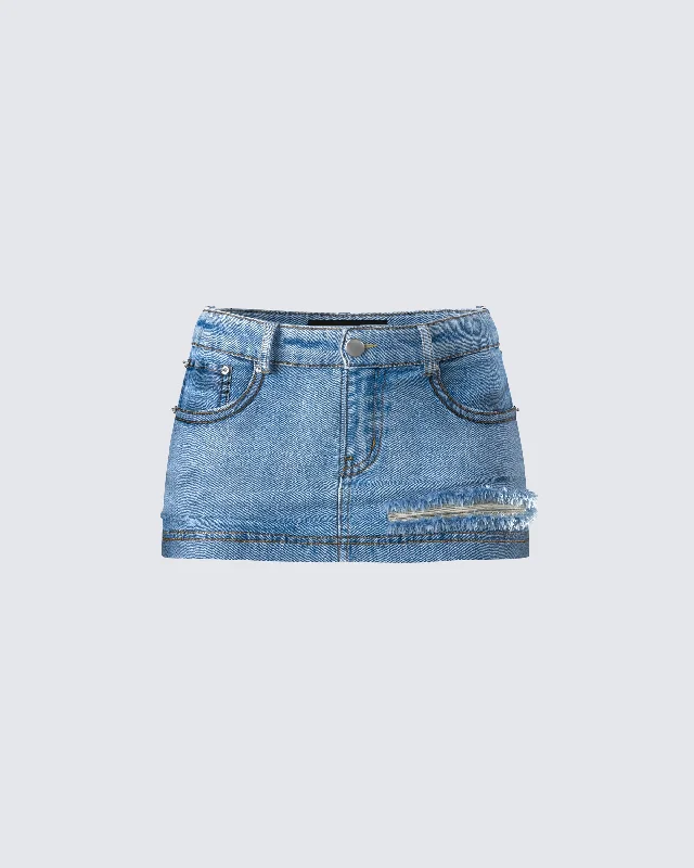 Skirts with colorful accents for lively fashion -Loria Blue Denim Micro Mini Skirt