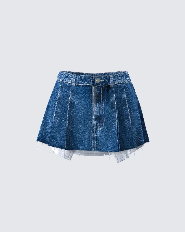 Skirts for holiday events -Robyn Pleated Denim Mini Skirt