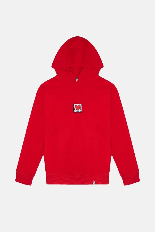 Hoodie for casual wear and relaxation -Keith Haring Love SuperSoft  Hoodie - Kırmızı