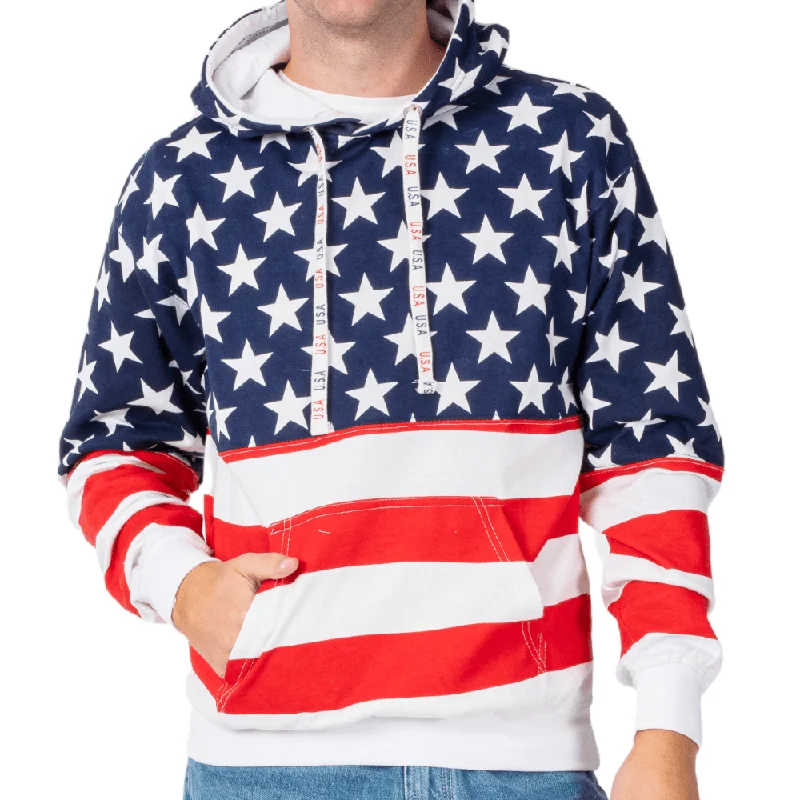 Trendy hoodie for fashionable streetwear outfits -Unisex Patriotic Stars Navy Hoodie Sweater