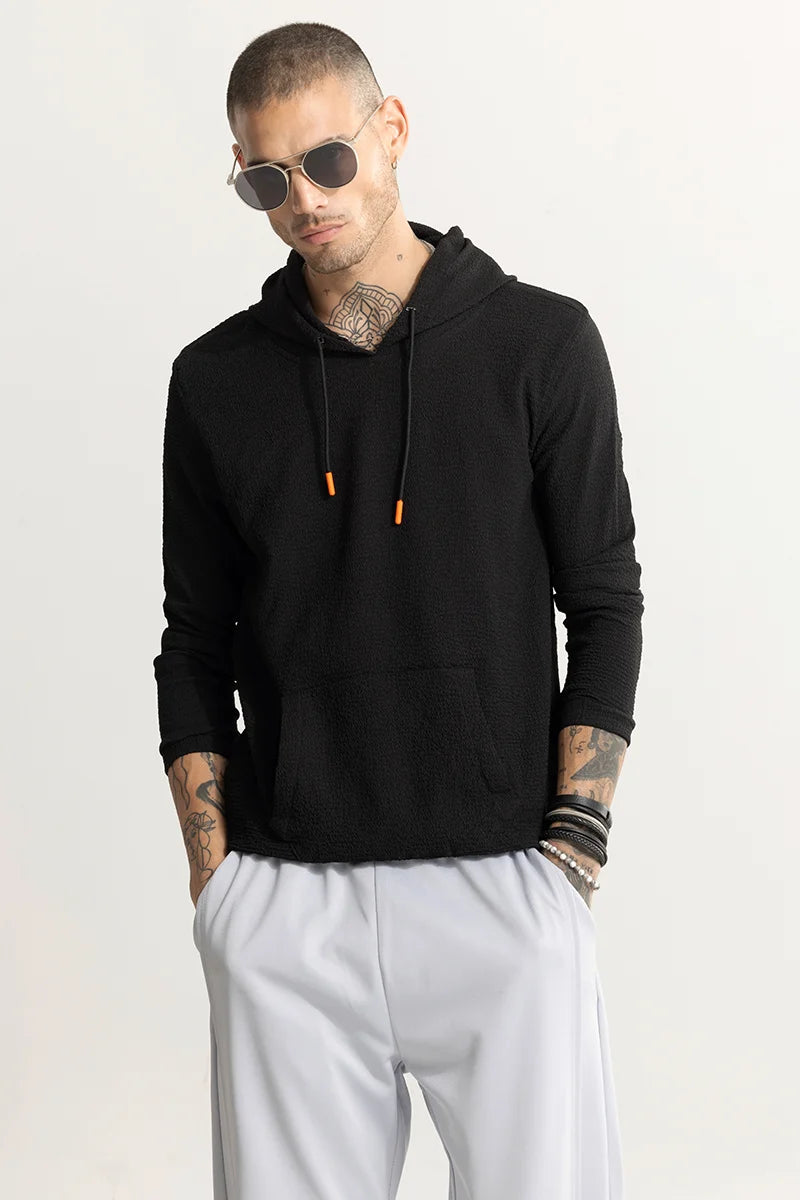 Hoodie for casual office wear -Sqishy Black Hoodie