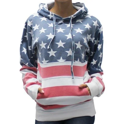 Comfortable hoodie for casual trips -Unisex Patriotic Stars Hoodie Sweater