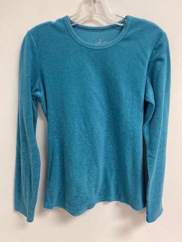 Stylish sweatshirt with slogan prints -Sweatshirt Crewneck By Cuddl Duds In Blue, Size: M