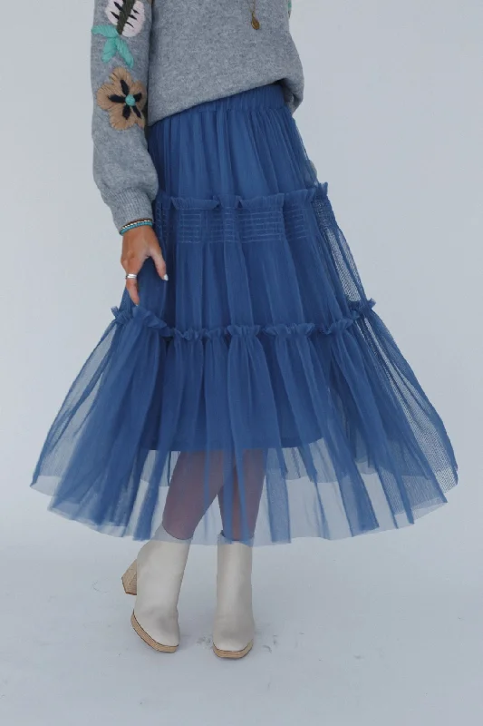 Skirts for a modest look -Sonoma Tiered Tulle Skirt - Blue