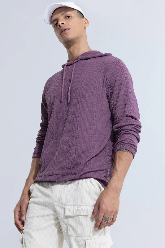 Trendy hoodie with a cool print for unique style -Liney Purple Hoodie