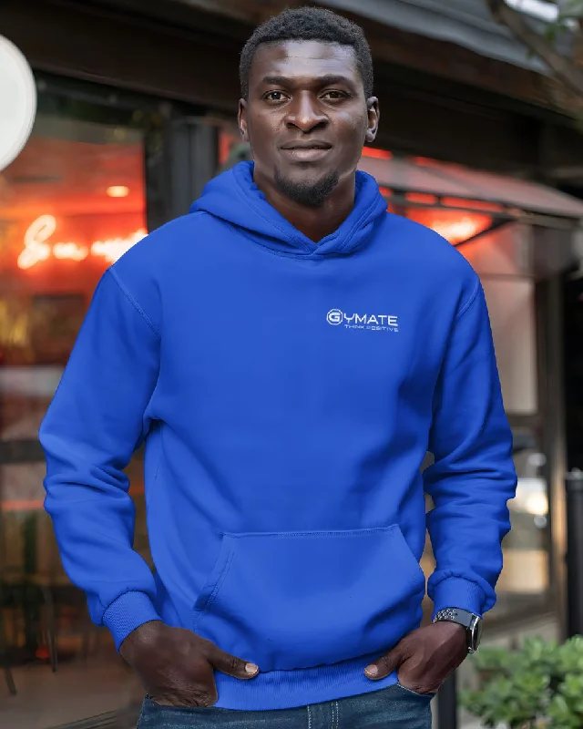 Classic hoodie with a comfortable fit for everyday wear -Mens Blue Hoodies chest logo 'Think Positive'