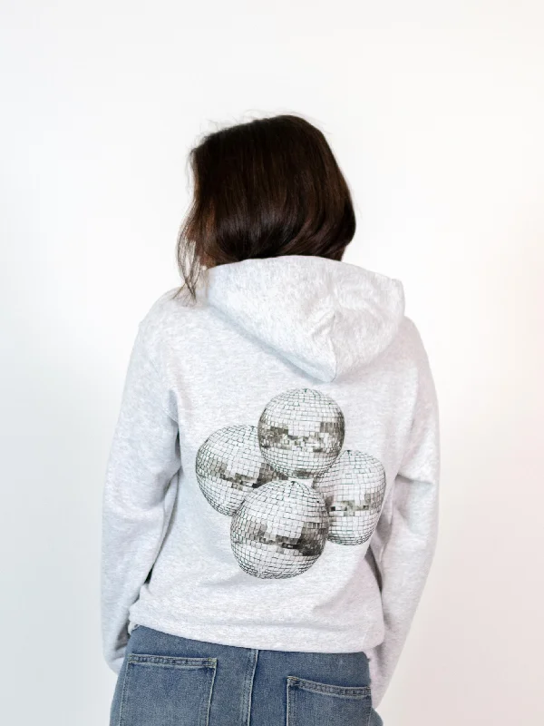 Stylish hoodie for an easy street style look -MEGA DISCO KUGLE (sort) HOODIE (rygprint) - GRÅ