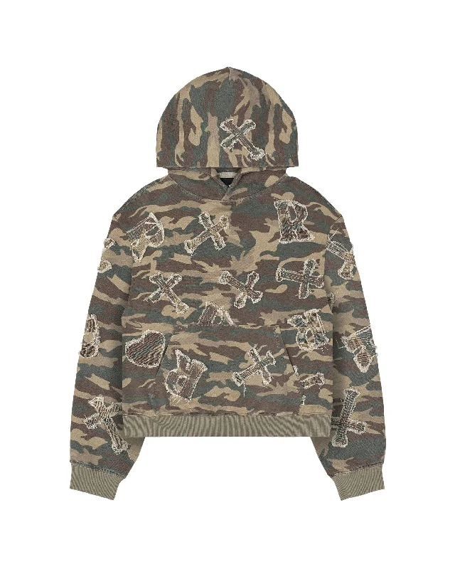 Cozy sweatshirt with a relaxed neckline -Camo Patch Hoodie