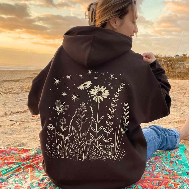 Cozy hoodie for cozy adventures -Celestial Flower Witchy Wildflower Hoodie