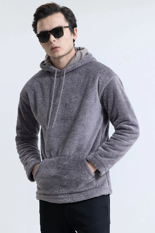 Hooded sweatshirt for sports teams -Fleece Grey Hoodie