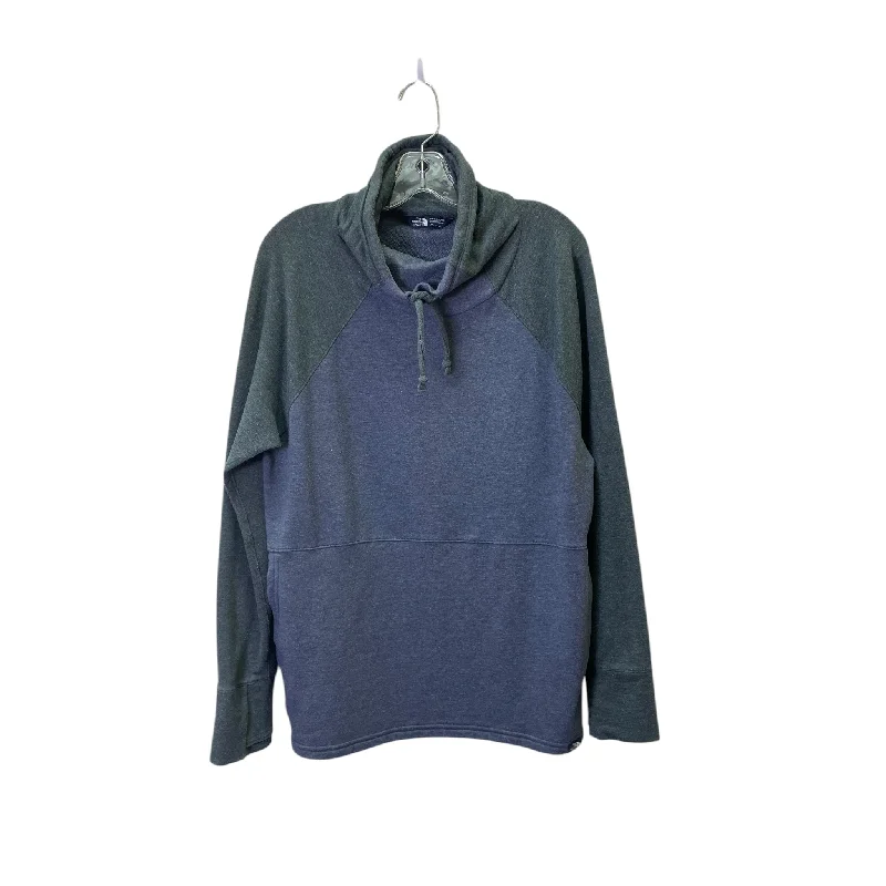 Trendy sweatshirt for fashion lovers -Athletic Sweatshirt Collar By The North Face In Blue & Grey, Size:L