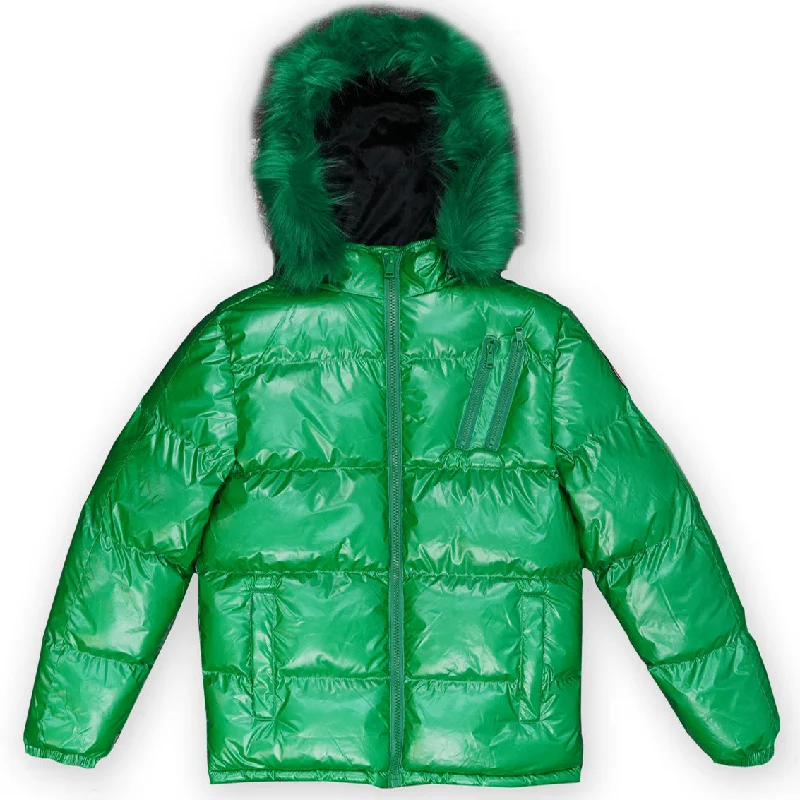 Rain jackets for outdoor activities -M7700  Skittles Puffer Jacket - Green