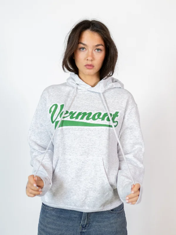 Trendy hoodie with a kangaroo pocket -VERMONT SPORT (GRØN) HOODIE  - GRÅ