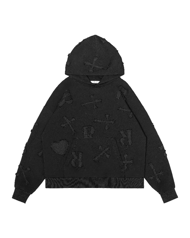 Soft sweatshirt for laid-back style -Black Patch Hoodie