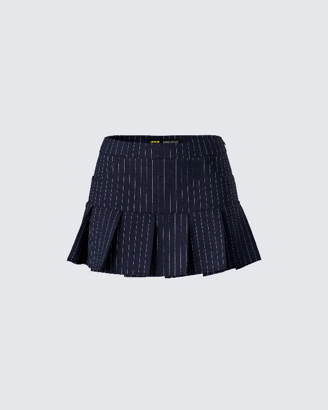 Skirts for feminine wardrobe staples -Minji Black Pinstripe Pleated Micro Mini Skirt