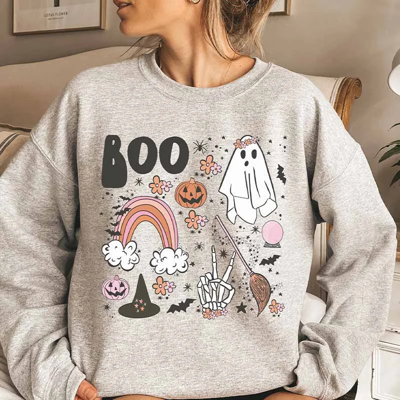 Trendy sweatshirt for a fashion-forward look -Vintage Halloween Boo Sweatshirt