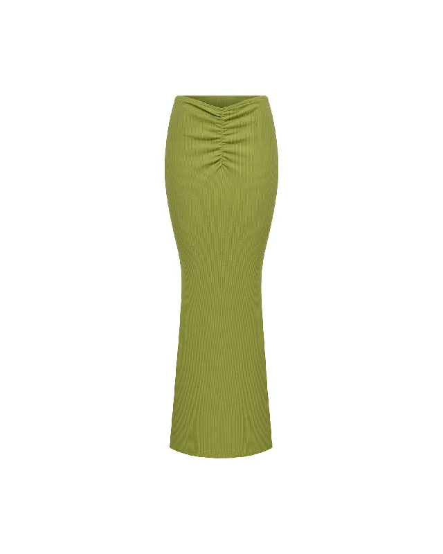 Skirts with tie-front for a flattering shape -Ruched Maxi Skirt