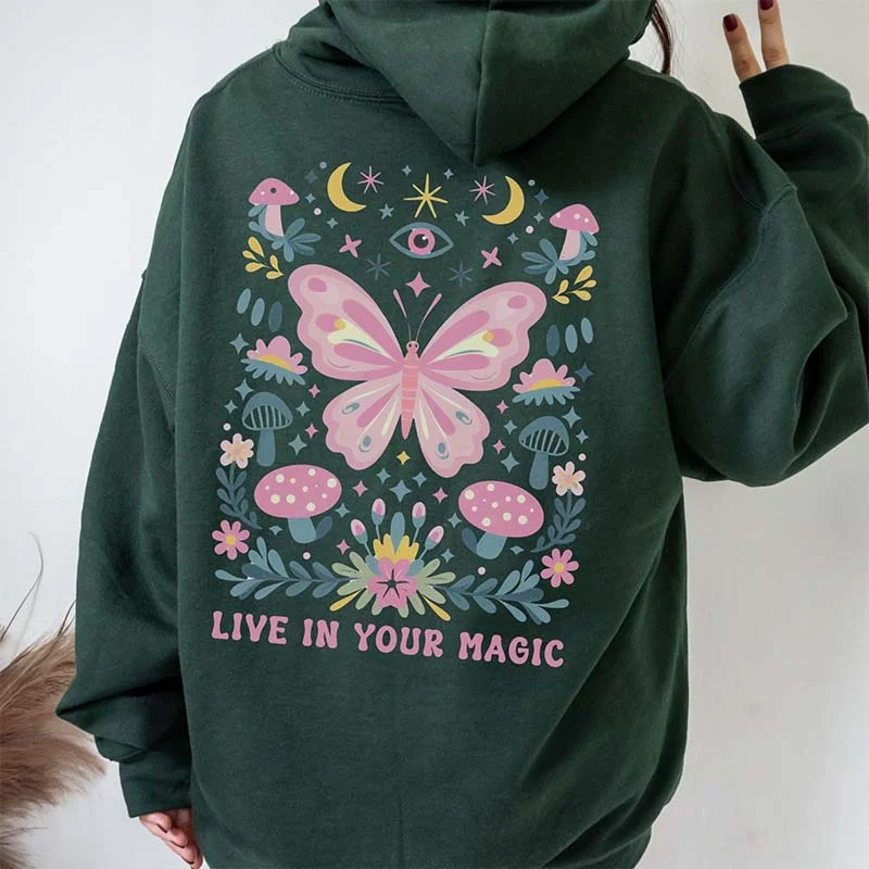 Bright-colored hoodie for bold style -Wildflower Butterfly Inspirational Quote Hoodie